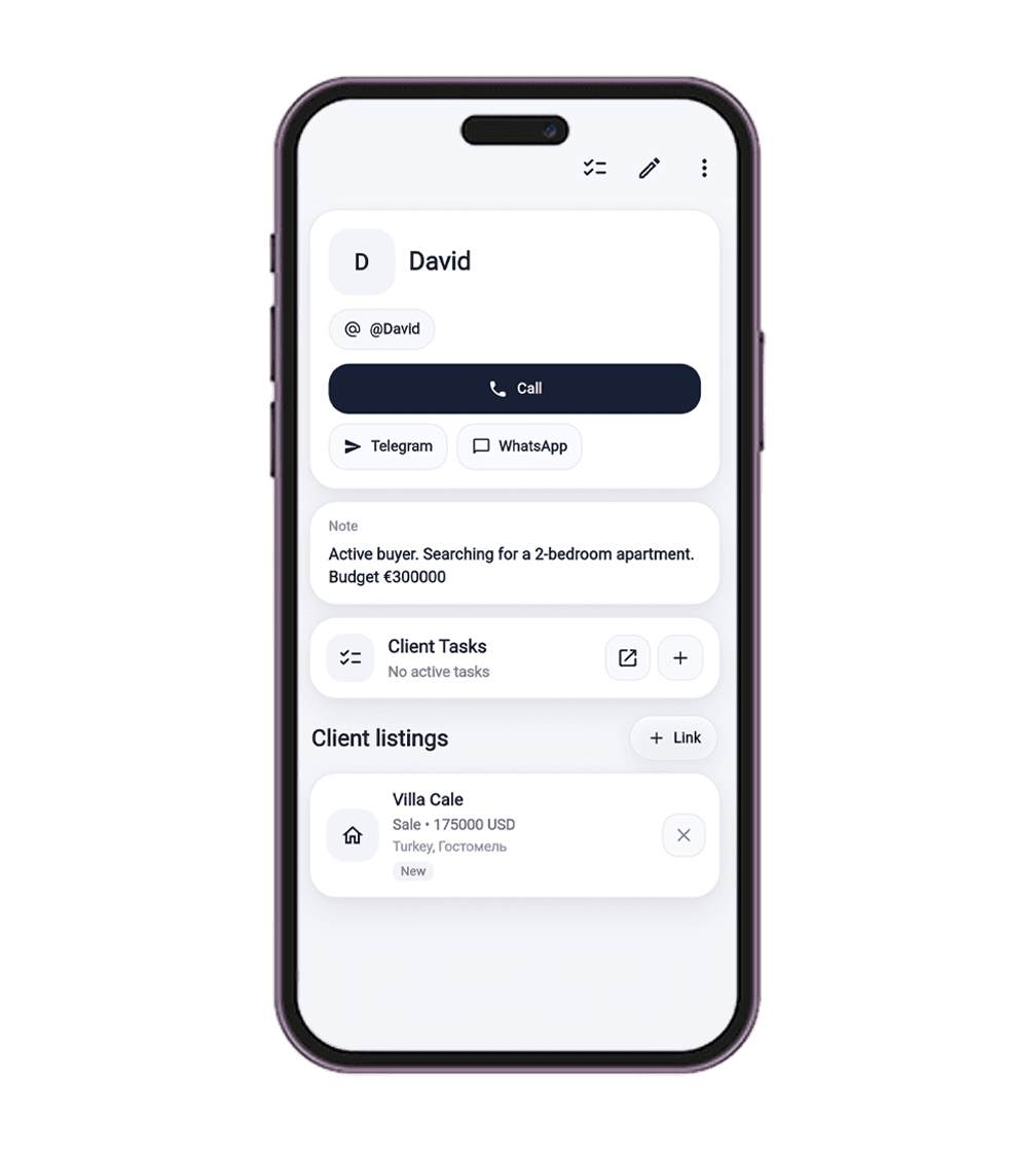Client profile in BAZA